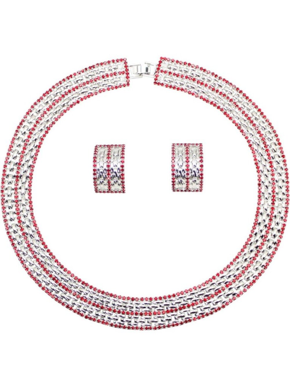 Stunning Clear Panther Link Choker & Earrings Set - Elegant Jewelry Gift
